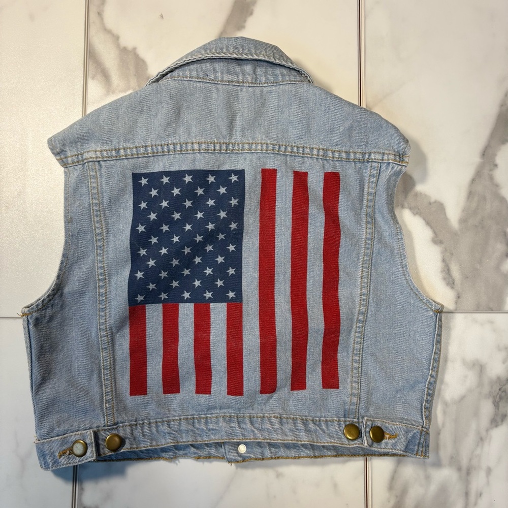 Women’s American Apparel Light Blue Cropped Denim Jacket Size Medium